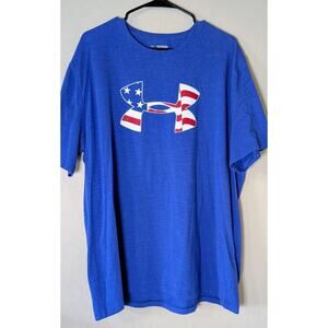Under Armour Men's USA Flag T-Shirt Size XXL Navy Blue USA Chest Logo Soft EUC